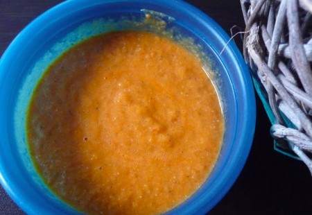 Purée de choux vert à la tomate et aux champignons de Paris, à la dinde